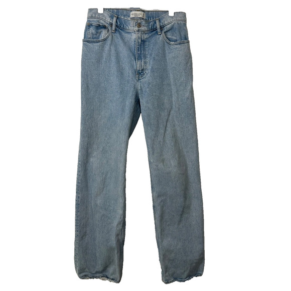 Abercrombie High rise 90’s Relaxed Raw Hem 28/8 Women’s Denim Light Wash D15 - Picture 1 of 7